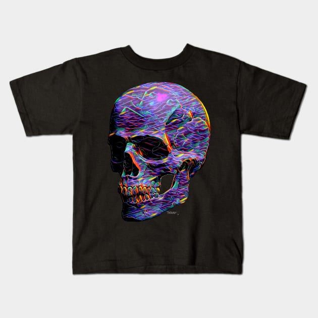 Neon Skull Kids T-Shirt by Tedwear